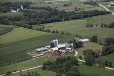 Photo:Dodge County Wisconsin Aerial Farmstead 2016 Barns Silos Farmland