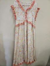 Free People Milania Maxi Dress Womens Large Boho Embroidered Ruffle Prairie