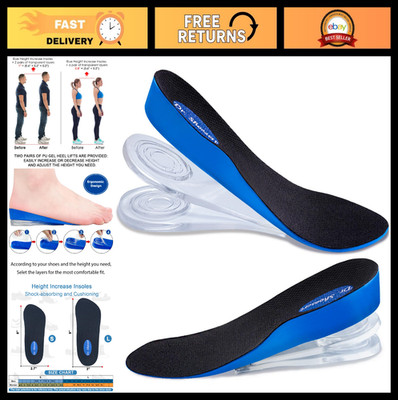 3-Layer Adjustable Height Increase Insoles - 3/4 Length Shock Absorption Heel Li