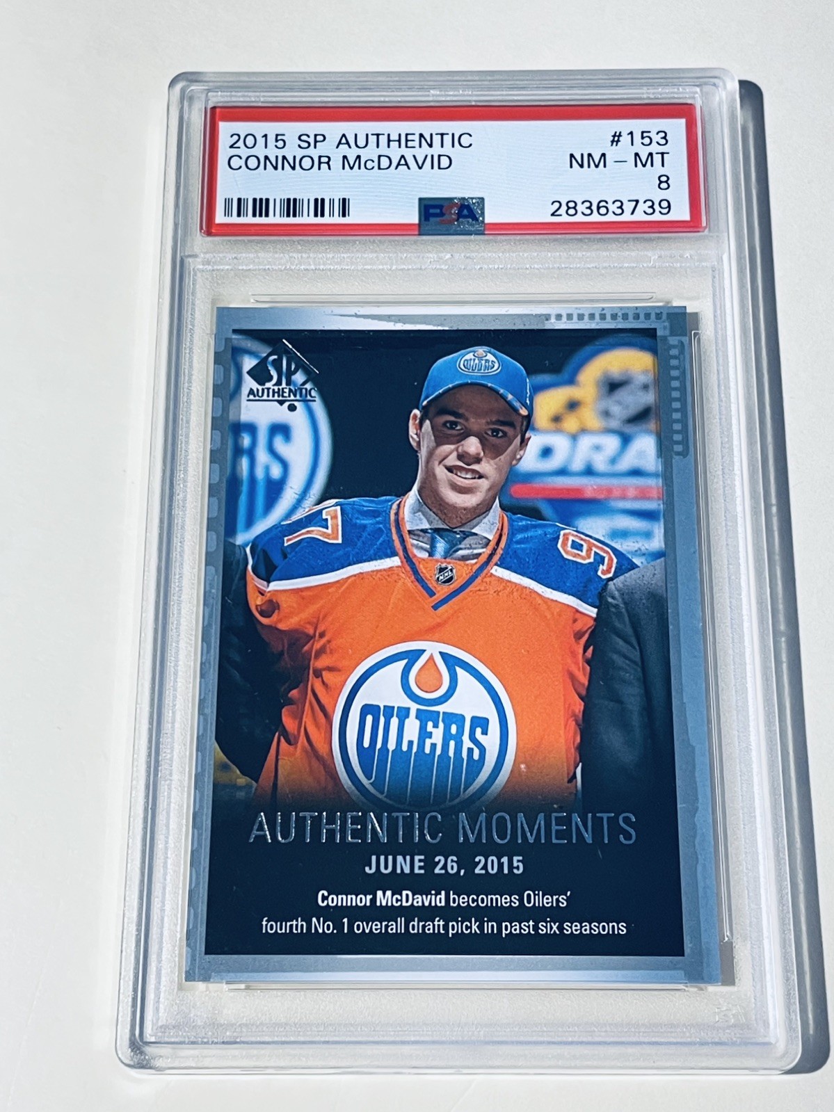 2015 SP Authentic Authentic Moments #153 Connor McDavid PSA 8 RC Qty Available