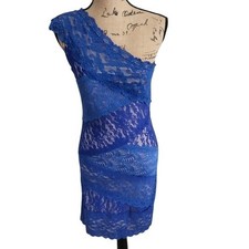 Nordstrom Lace One Shoulder Dress Party Cocktail Bodycon Sexy Blue Dress Small