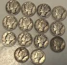 14 SilverMercury Dimes .90 %  Better Grades  Equals 1 Oz Silver - Nice Coins #02