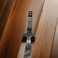 Stainless Steel black Cross Bracelet Adjustable Wristband