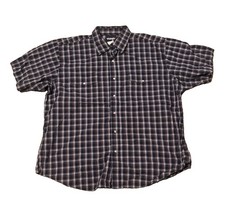 VTG Wrangler Pearl Snap Shirt Men 2XL Blue Plaid Woven Short Sleeve Button Up