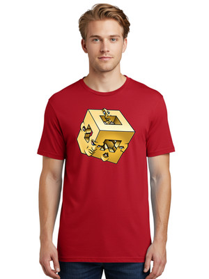 Cube-With-Faces-1 Mens Graphic Tee, 100% Cotton, Casual Summer Wear