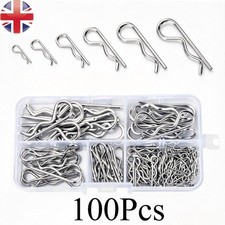 100 Pcs R Clip Cotter Pins Assortment Kit, 6 Sizes 304 Stainless Steel Clips set