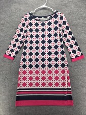 Eliza J Dress Womens 6 Multicolor Boat Neck Shift Midi Polyester Spandex Stretch