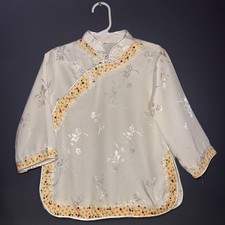 Children s Traditional Chinese Silk Two-Piece Outfit / Tang/Hanfu Style Cream