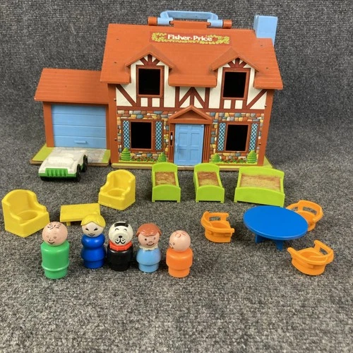 Vintage 1980s Fisher Price Little People Play Family House #952 & Accessories