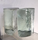 VINTAGE BLENKO GLASS 434 BOOKENDS HALF MOON CLEAR CRYSTAL MATCHING SET