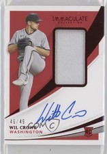 2021 Panini Immaculate Rookie Red 46/49 Wil Crowe #165 Patch Auto 0c6