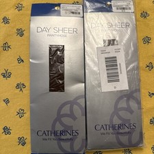 2 CATHERINES DAY SHEER Coffee Ribbed PANTY SANDALFOOT PANTYHOSE SZ D 335 LB E31