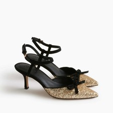 J.Crew Glitter double-bow heels Size 7