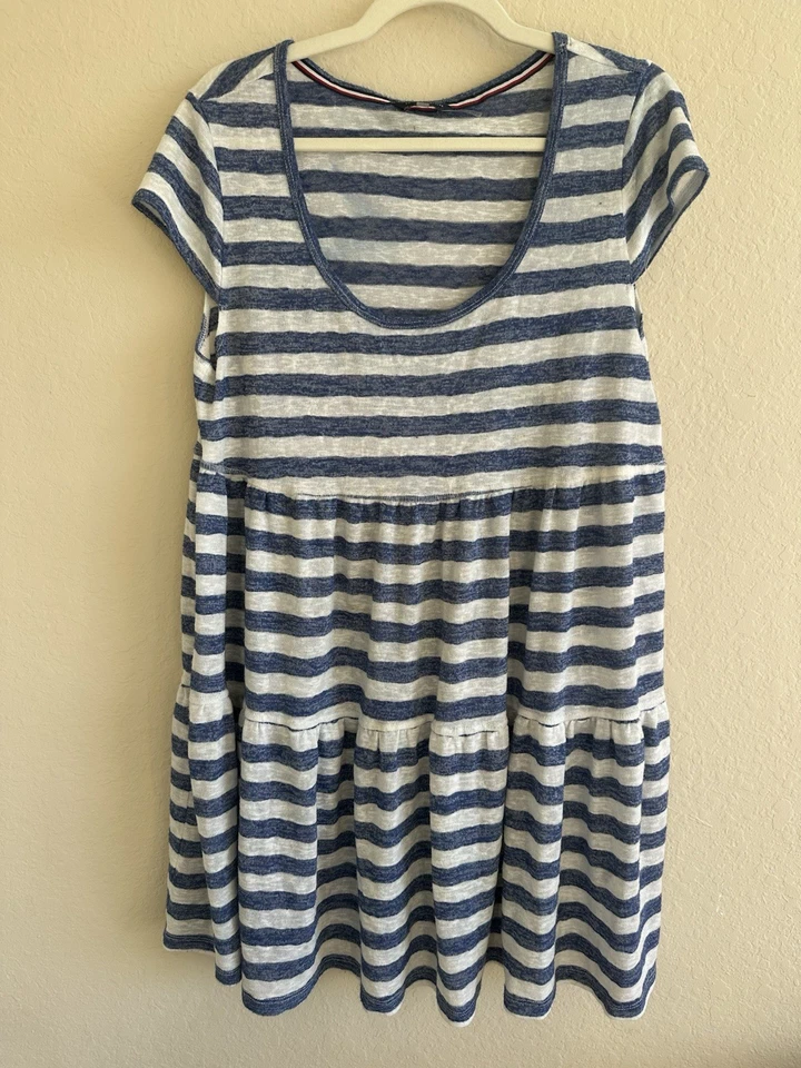 Tommy Hilfiger Blue /White Wide Stripe Cap Sleeve Dress XL Swim Cover Up **READ - Image 4 of 4
