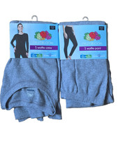 Fruit of the Loom Women' Grey XS 0-2 Waffle Thermal Set Base Layer Shirt  Pants