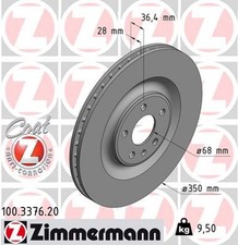 2x ZIMMERMANN Bremsscheibe COAT Z 100.3376.20 für AUDI Q7 1KU 1KW 1KQ VW A8 4N8