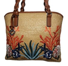 BRIGHTON PARADISE COVE JUNE TOTE RICAMATA CORALLO NAUTICO TEMA CONCHIGLIA $365