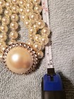Vintage 3 Strand Faux Pearl Necklace With Rhinestones & Pearl Pendant. Mint Cond — photo 3