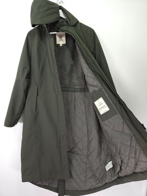 Seasalt Janelle Mantel Gr. 14 dunkelgrün wasserdicht Parka Jacke Outdoor Fleece