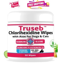 Non-Stinging Ketoconazole  Chlorhexidine Pet Wipes - 50 Packs, All Life Stages