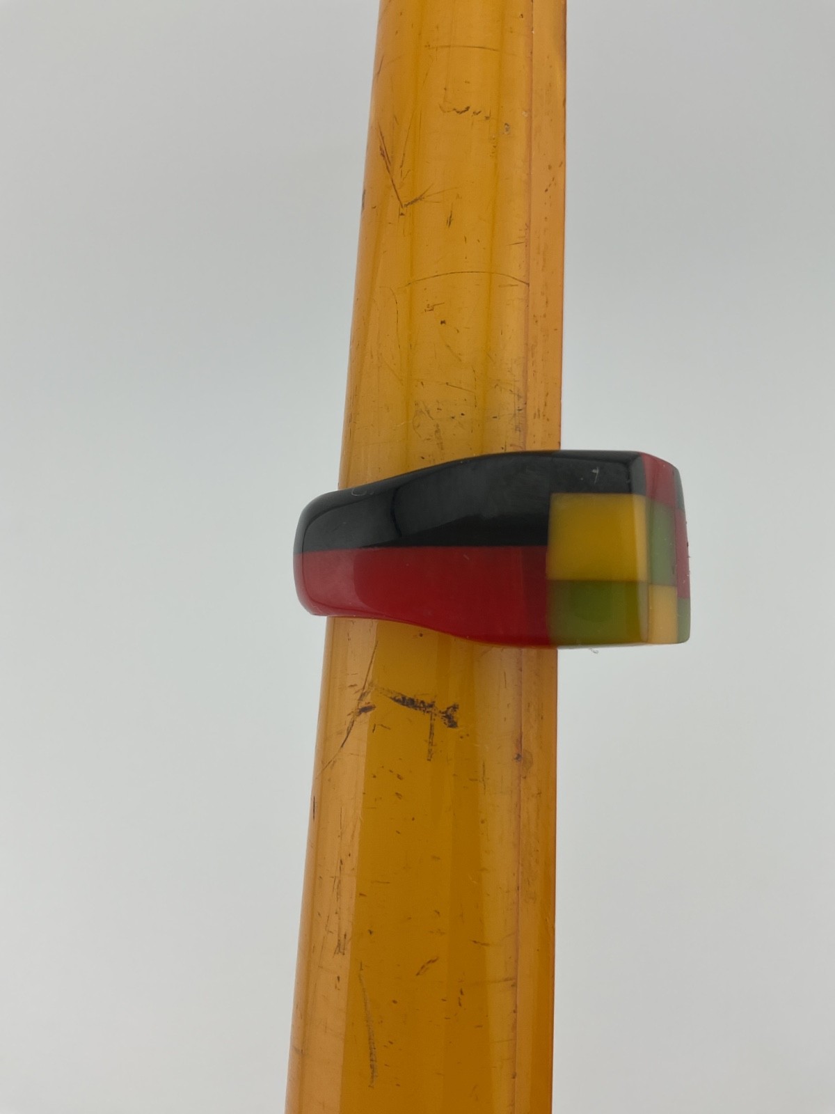 Shultz Bakelite Square Front Ring Multi Colors Si… - image 7