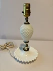 Vintage Lamp - White Milk Glass Hobnob - Table - 11 inch