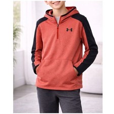 Under Armour Boys Coral Black ColdGear 1/4 Zip Hoodie Size L