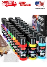 Acrylic Paint Set of 36 Colors 2fl oz 60ml Bottles,Non Toxic 36 Colors Acrylic P