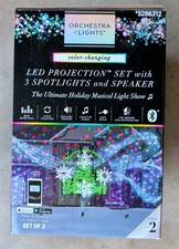 Orchestra of Lights LED Projection Set 3 Spotlights Speaker Light Show Gemmy