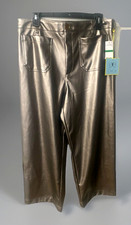 CECE NWT L Soft Pleather Pants Metallic Silver Smoke PU Faux Leather