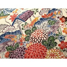 Heiwaya Kimono Small Pattern Dyed Silk Running Water Flower Used Japan