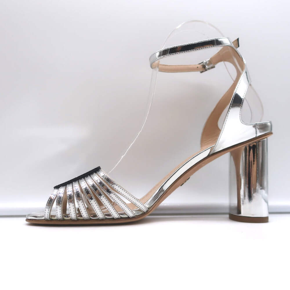 Christian Dior Metallic Ankle Strap Sandals Silver Mirrored Christian Dior Metallic Ankle Strap Sandals Silver Mirrored