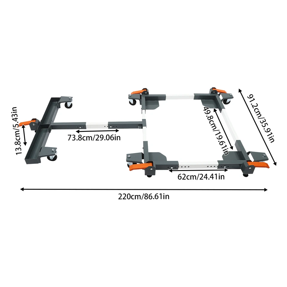 Base móvil ajustable 600 lb y extensión T combo base móvil de alta resistencia con ruedas Foto 4 de 4