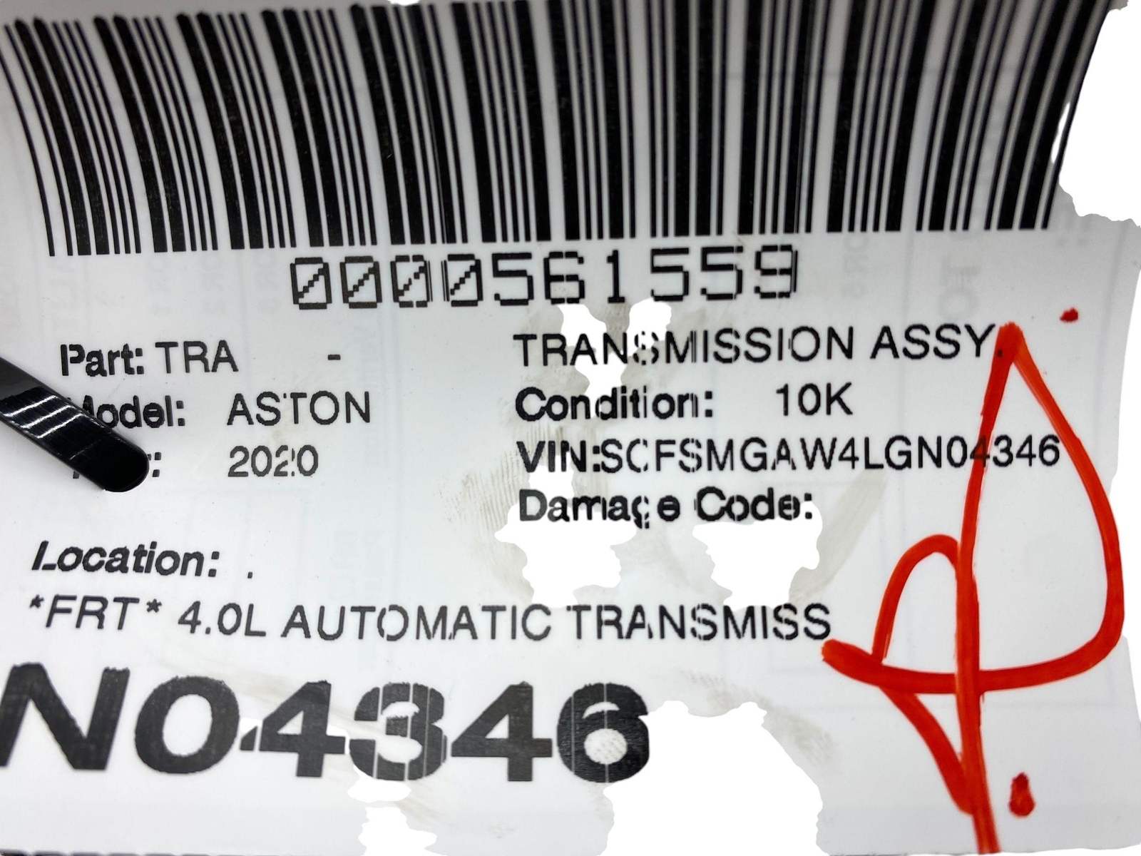 2019-2023 ASTON MARTIN VANTAGE 4.0L AUTOMATIC TRANSMISSION 10k JY53-70041-AB OEM