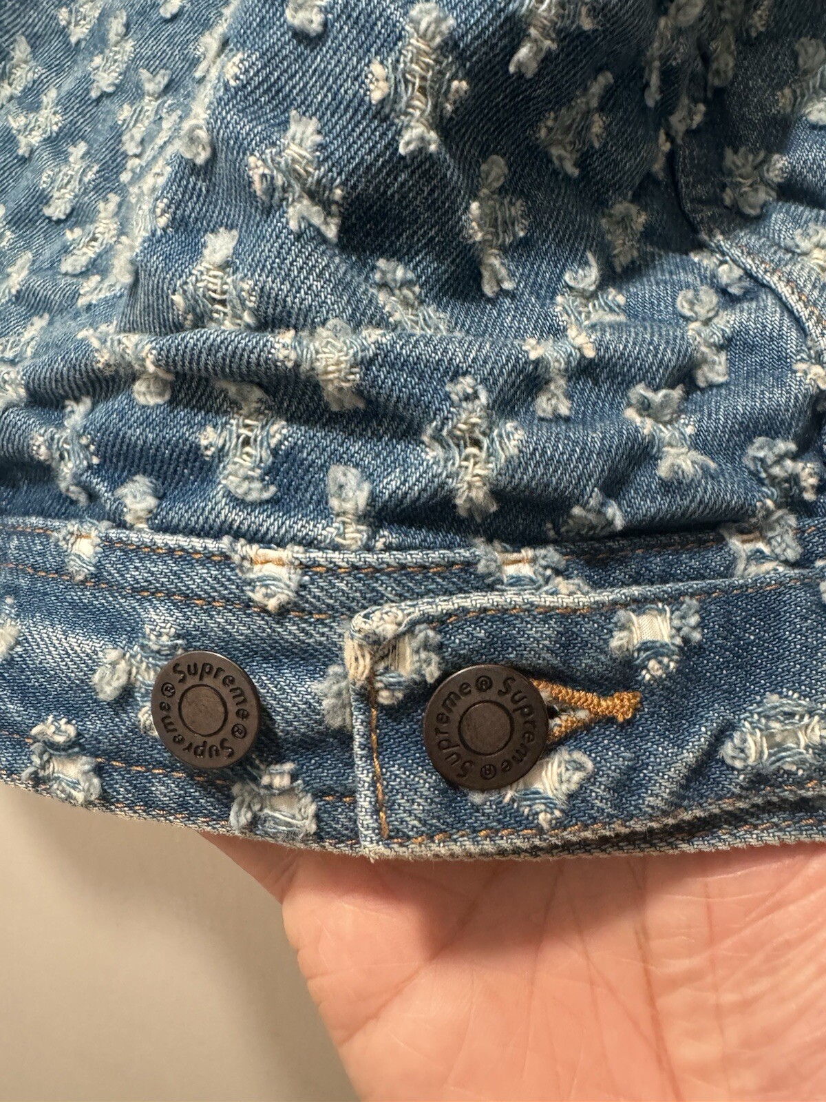 Supreme Hole Punch Denim Trucker Jacket size XL image 6