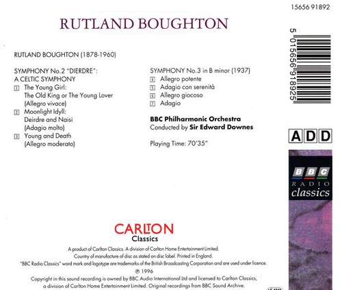 Rutland Boughton - Sinfonie Nr. 2 ""Deirdre"" (Eine keltische Symphonie); Sinfonie Nr. 3 - Bild 2 von 2