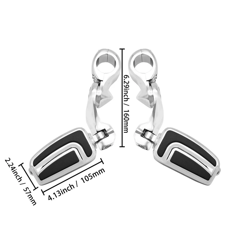 Barra protectora de barra de carretera estriberas cromadas 1-1/4" para Harley Electra Glide estándar Foto 3 de 4