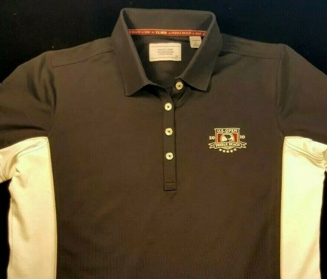 Pebble Beach US Open 2010 Ladies L Golf Shirt Navy Blue/White trim eBay