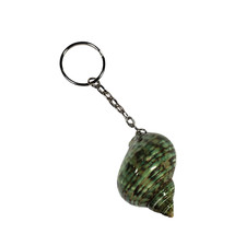 Hermit Crab Conch Shell Keychain Key-Ring Green Seashell Boho Coastal