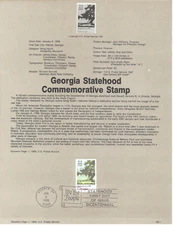 USPS Souvenir First Day Of Issue Commemorative Stamp 1/6/88 Georgia Statehood 22