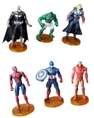 6x Marvel DC Actionfiguren Captain Amerika Hulk Iron Man Spider-Man Thor Batman