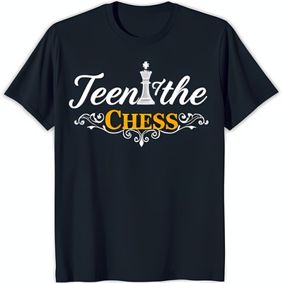 Playful Chess Graphic on Classic Black T-Shirt for Game Lovers