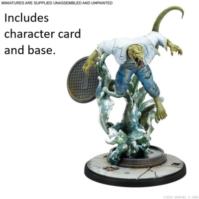 Lizard model, character card and base Marvel Crisis Protocol Spider-Foes