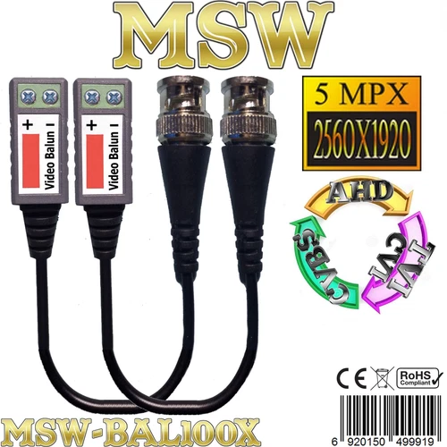 Coppia Video Balun a Vite AHD TVI CVI CVBS per Cavo Lan Cat 5 / 6  Fino a 5Mpx