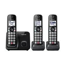Panasonic 3x Black Handsets Dect 6.0 Expandable System Cordless Phone
