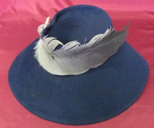19C. ANTIQUE LADIES WOMENS FELT HAT DARK BLUE - Picture 5 of 7