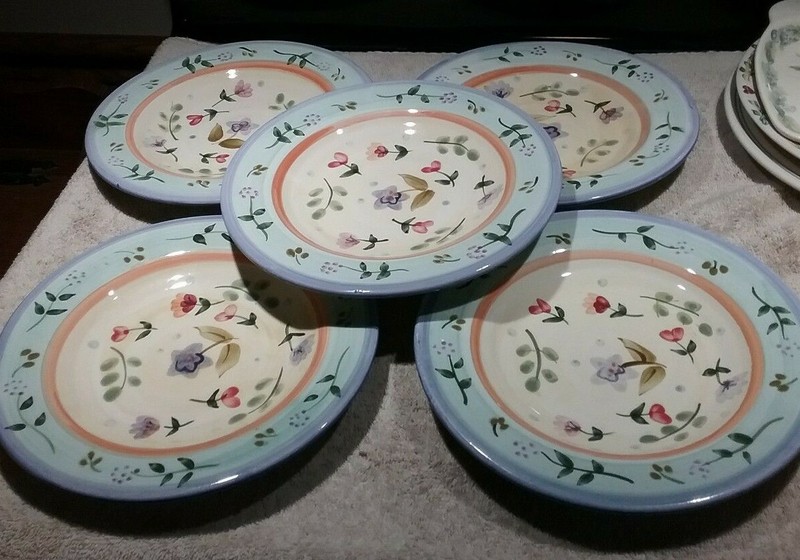 Gibson   Salad / Pasta Plates 9-1/8"    Design by Julie Ingleman - Lot of 5