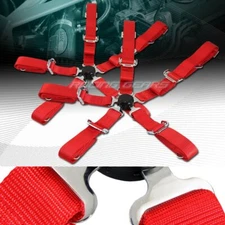 2 X Durable Nylon 5-Point Cam Lock Safety Harness 2" Red Seat Belt Universal 4