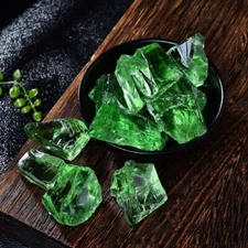 Raw Rough Dark green Colored glass Crystal Mineral Chunks Specimens Home 1PC