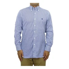 Polo Ralph Lauren Sized Long Sleeve Button Down Dress Shirt - Striped Blue White